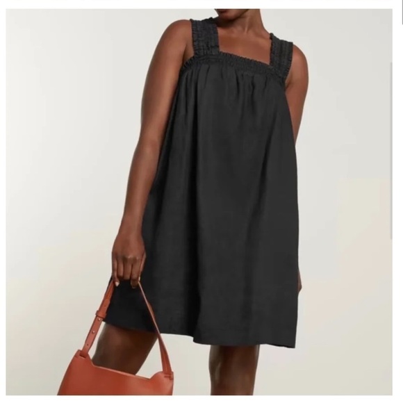 Everlane The Smocked Linen Shift Dress: Black NWT - Picture 1 of 16